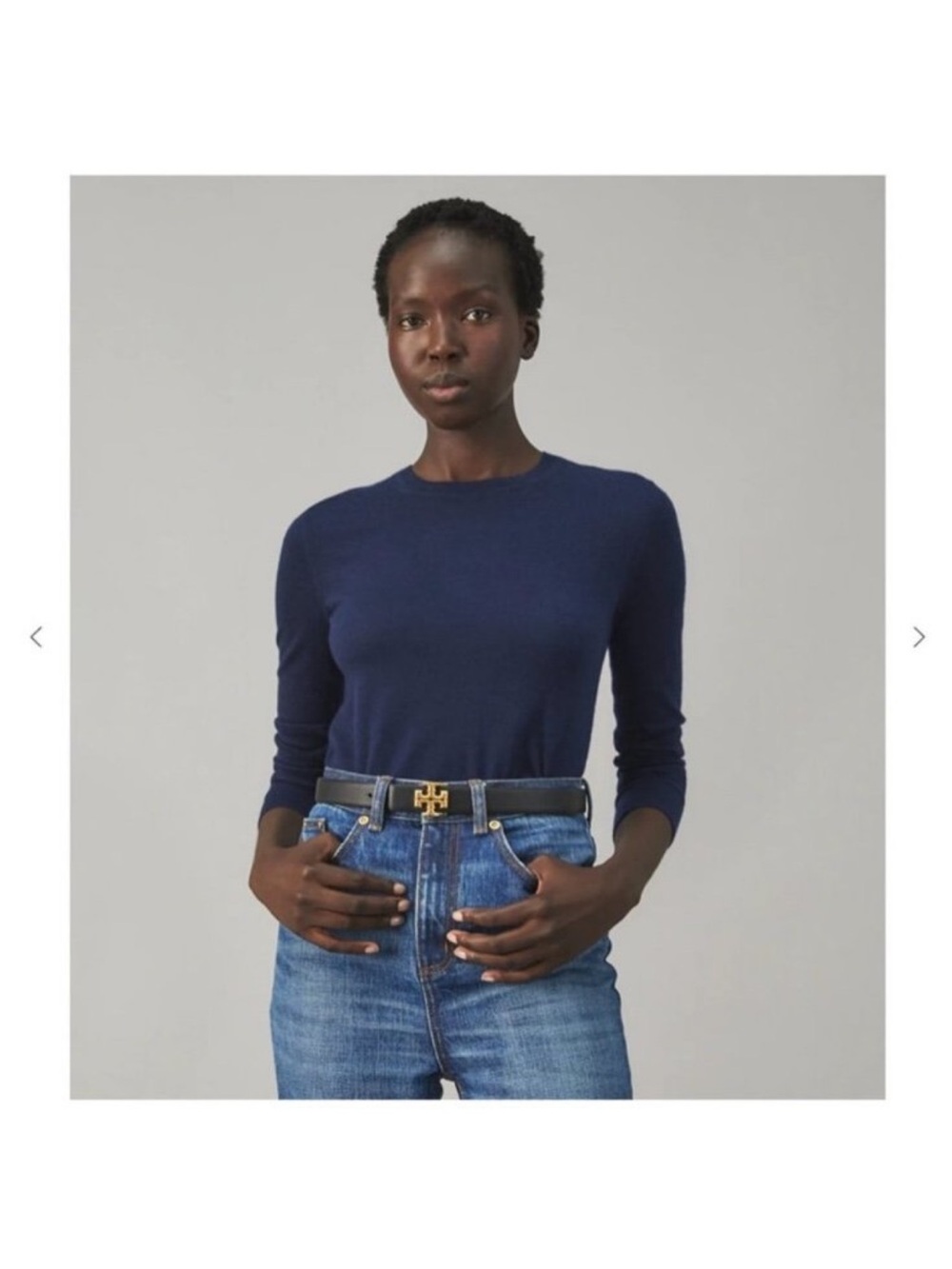 Tory Burch Deep Blue Long Sleeve  cashmere Top. Size M